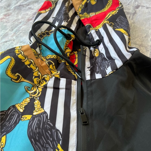 Large Encrypted Legend Hoodie Windbreaker Half Zip Flap Pocket Mens Hooded - Picture 12 of 16